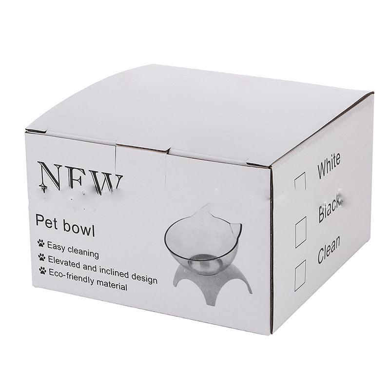"Non-Slip Double Cat Bowl with Raised Stand - Pet Food Feeder, Protects Cervical Vertebrae, Transparent Dog Bowl"