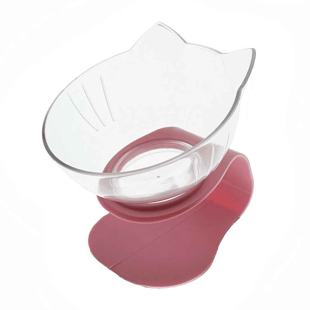 "Non-Slip Double Cat Bowl with Raised Stand - Pet Food Feeder, Protects Cervical Vertebrae, Transparent Dog Bowl"