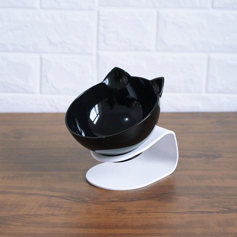 "Non-Slip Double Cat Bowl with Raised Stand - Pet Food Feeder, Protects Cervical Vertebrae, Transparent Dog Bowl"
