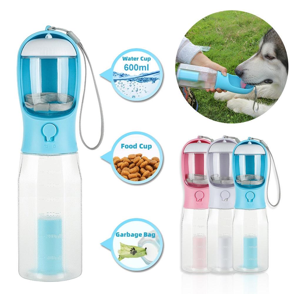 The Ultimate Pet Travel Buddy: Water, Food, Waste - All in One Bottle!