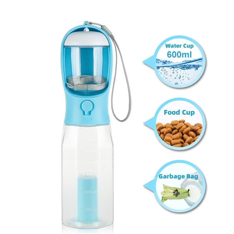 The Ultimate Pet Travel Buddy: Water, Food, Waste - All in One Bottle!