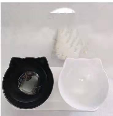"Non-Slip Double Cat Bowl with Raised Stand - Pet Food Feeder, Protects Cervical Vertebrae, Transparent Dog Bowl"
